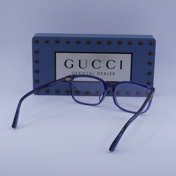 Gucci GG0333OA 003 Rectangle Eyeglasses - Transparent Blue 55mm - Picture 9 of 10